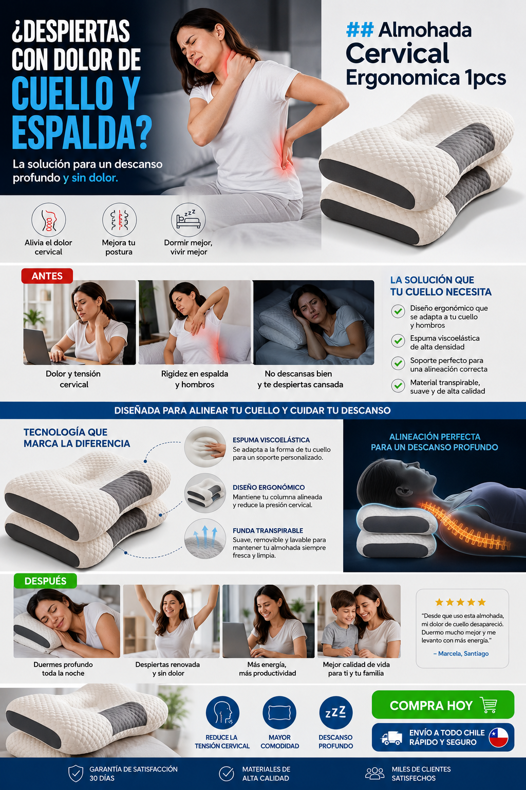 OrthoDream| Almohada Cervical Premium